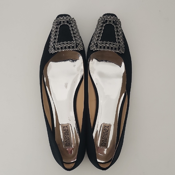 Badgley Mischka Shoes - Badgley Mischka Women's Black Embellished Flats